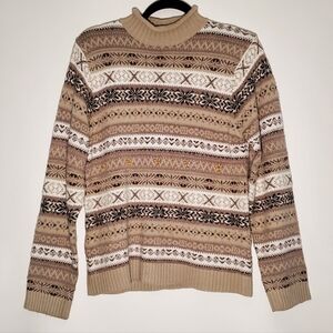 Dress Barn Geometric Pattern Turtleneck/Cowl Sweater- Women's- Size Medium